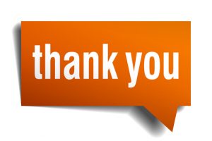 thank you orange speech bubble isolated on white